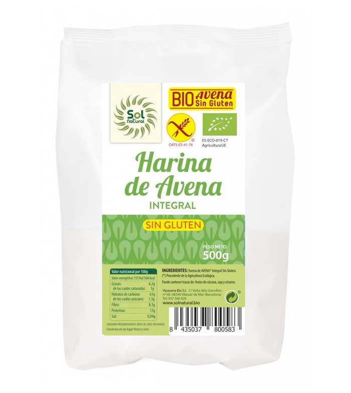 Harina De Avena Sin Gluten Bio 500 G de Solnatural