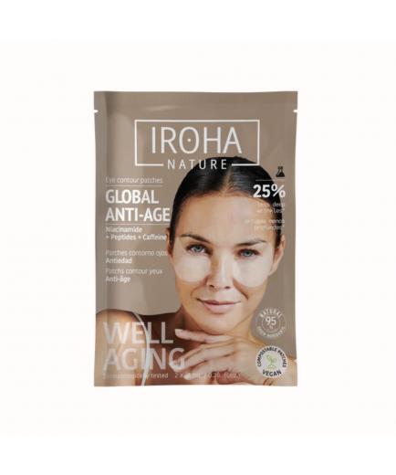 Iroha Nature - Parches Antiarrugas, Antibolsas, e Iluminadores Global Eye Care - Niacinamida, Cafeína y Péptidos