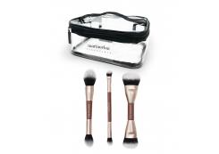 Maria Orbai - Set de tres brochas dobles + neceser - Brownie