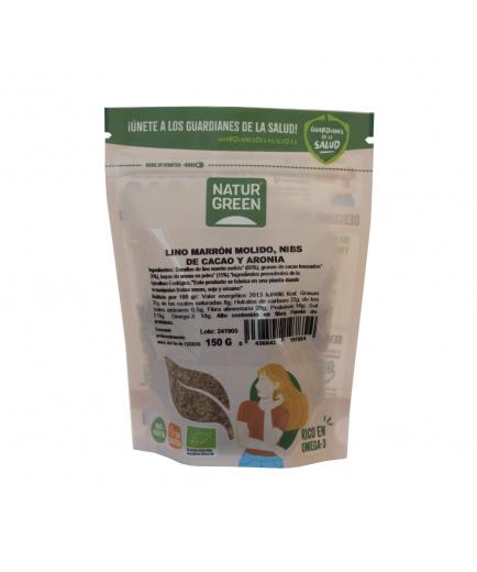 NaturGreen - Lino marrón molido, nibs de cacao y aronia 150g