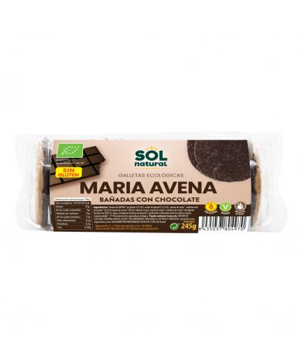 Solnatural - Galletas maría de avena sin gluten bañadas chocolate Bio 245g